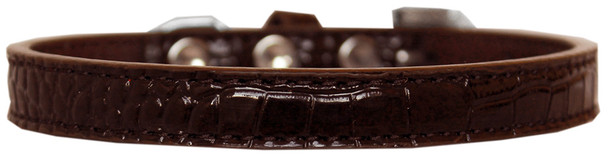 Wichita Plain Croc Dog Collar - Chocolate