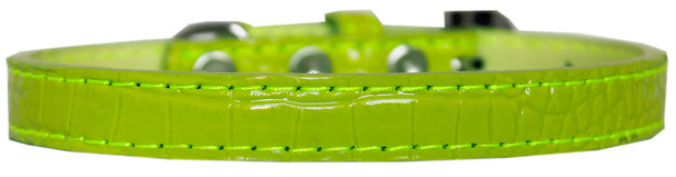 Wichita Plain Croc Dog Collar - Lime Green