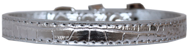 Wichita Plain Croc Dog Collar - Silver