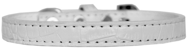 Wichita Plain Croc Dog Collar - White