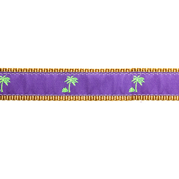 Purple Palm Tree 3/4 & 1.25 inch Dog Collar, Harness