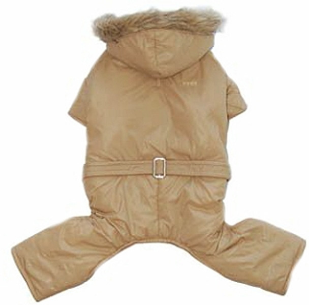 Bomber Fleece Lined Dog Jumper / Snowsuit - Beige