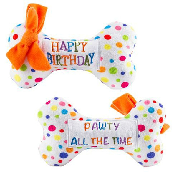 Happy Birthday Bone Plush Dog Toy