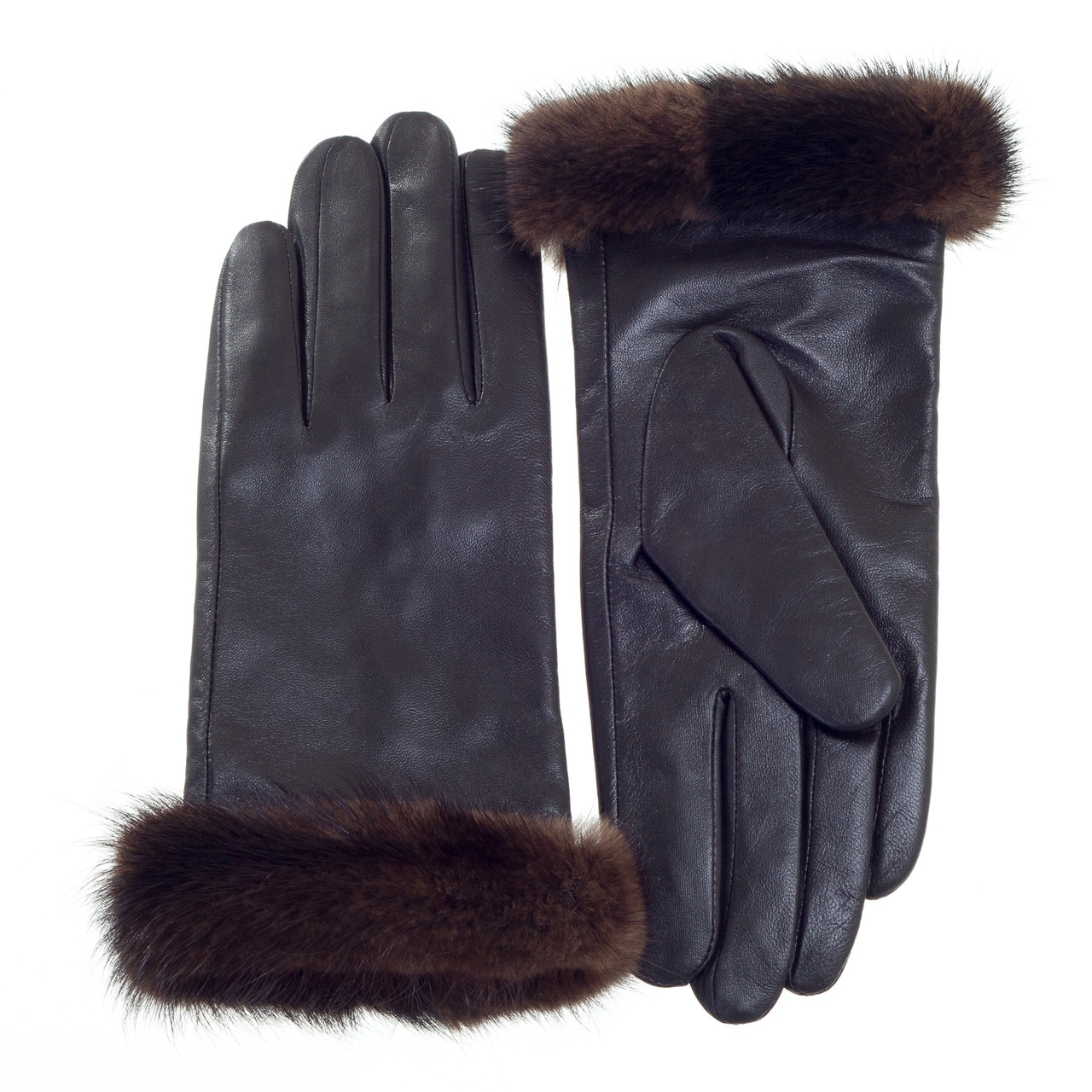 leather gloves with fur cuff