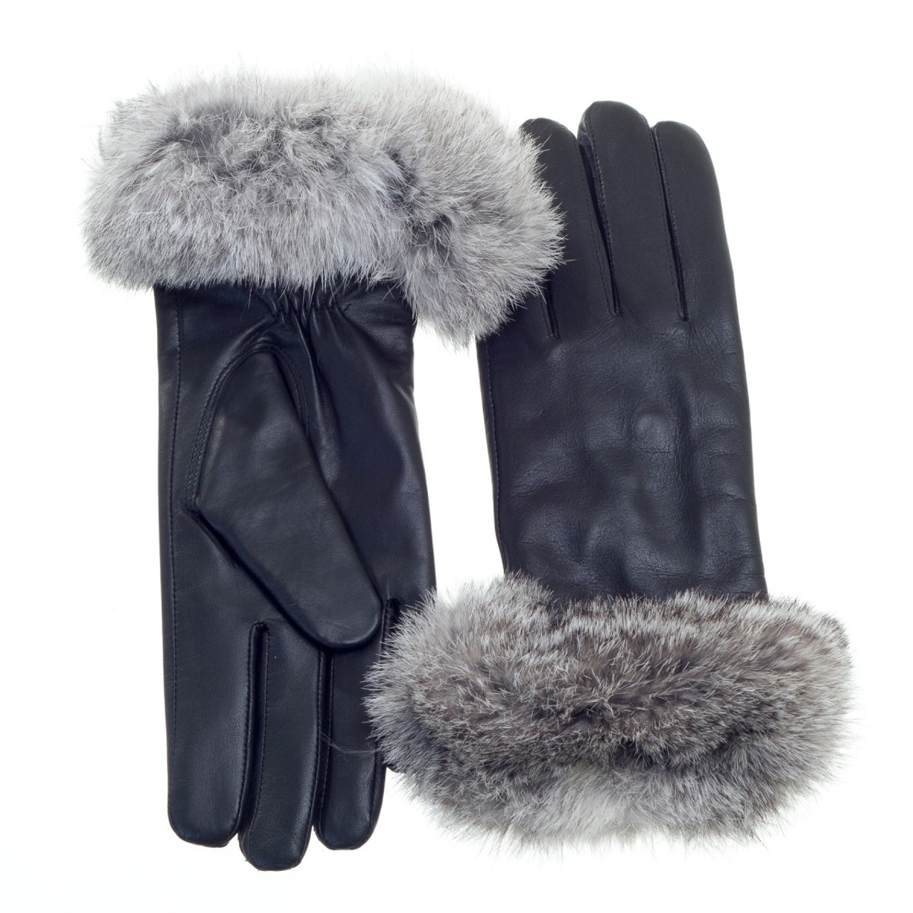 leather gloves with fur cuff