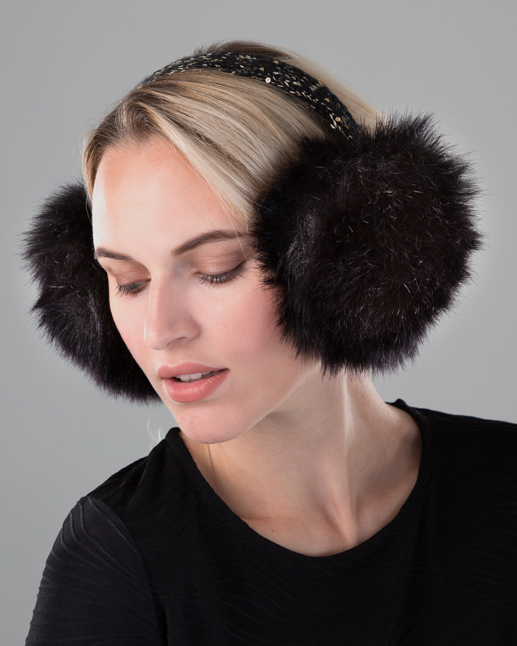 Surell Accessories Women's Faux Fox Earmuff with Sparkle Band