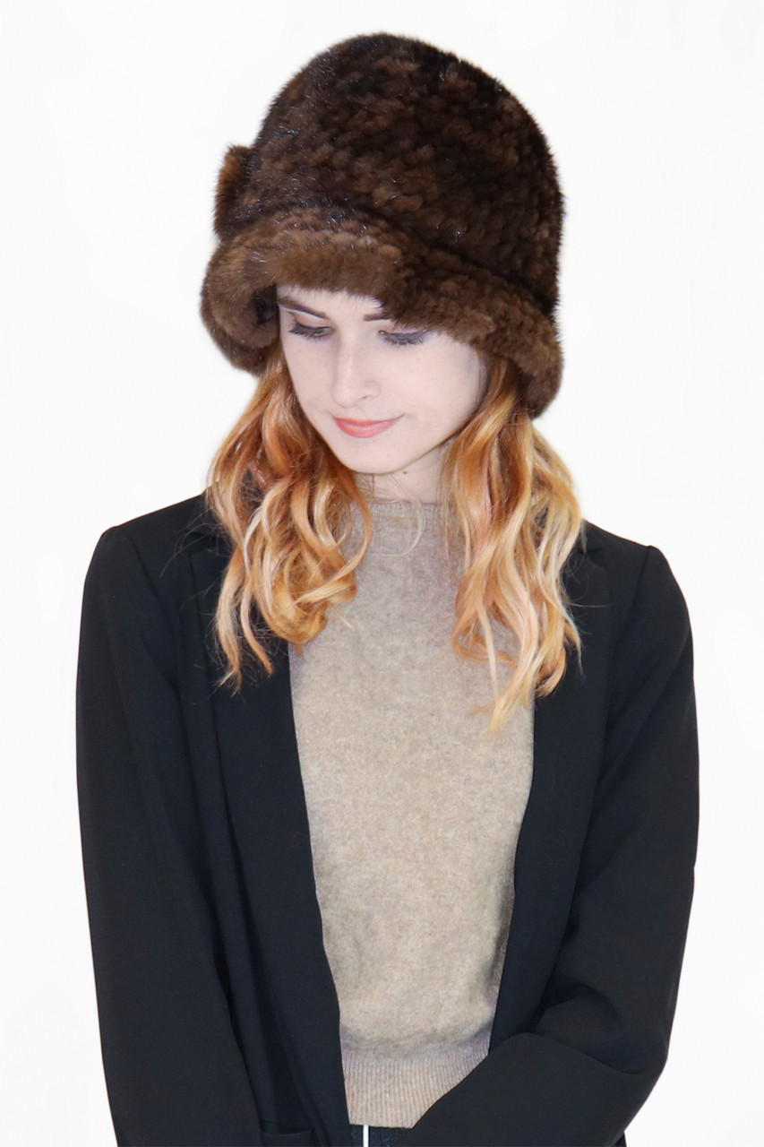 Brown Monogram Mink Cloche Vision Bell Hat