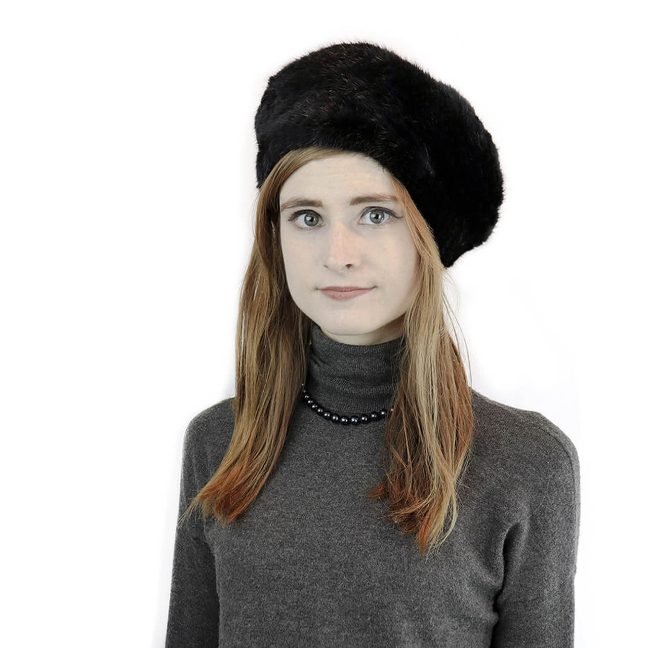 black knit beret