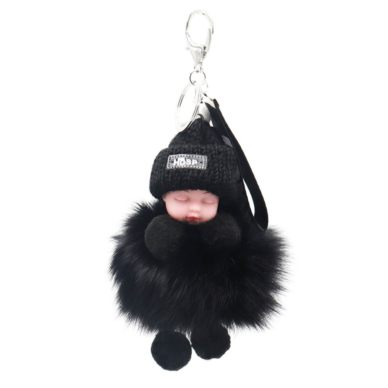 Dolce Cabo Fox Fur Keychain One Size / Black