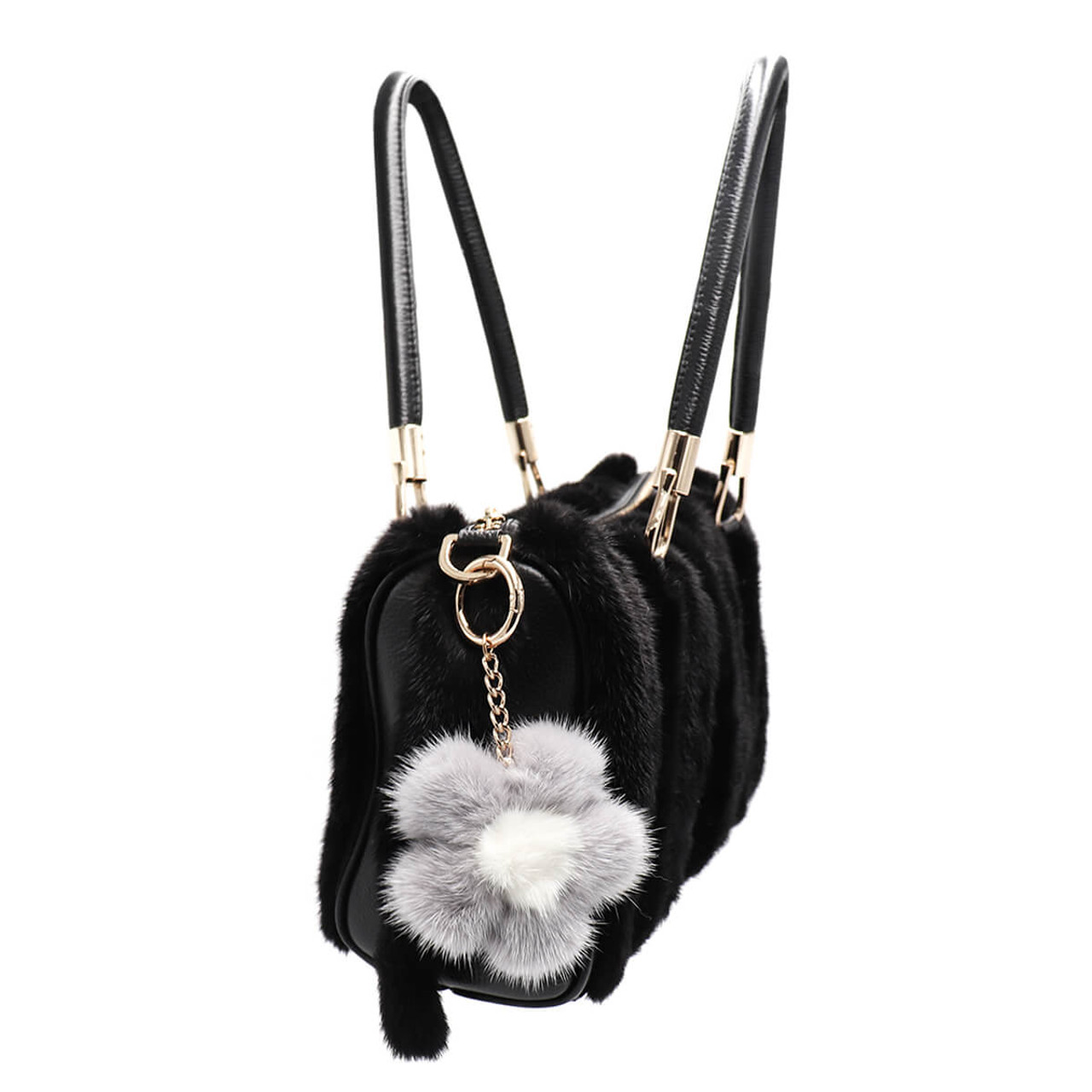 Large Mink Fur Flower Keychain