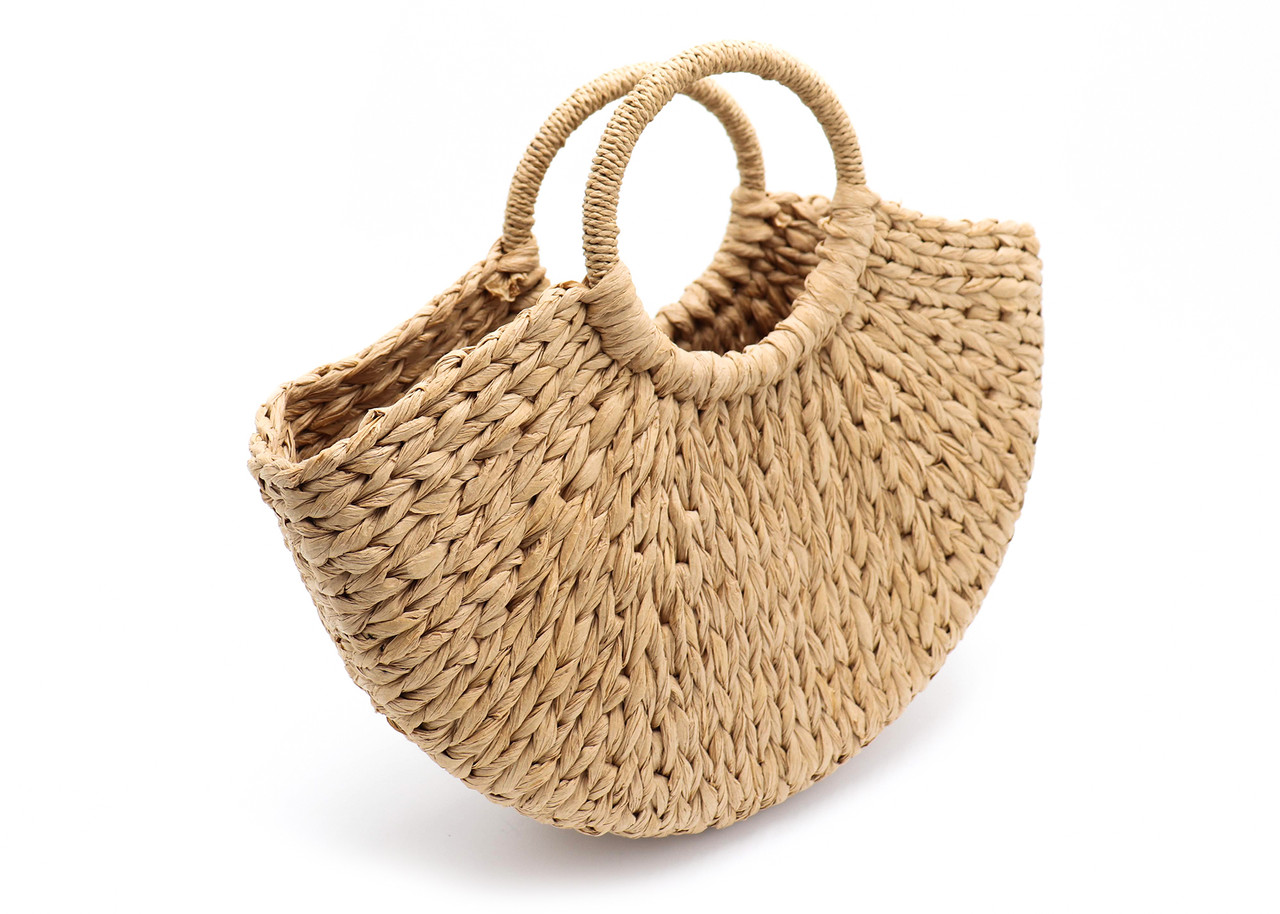 Paper Straw Bag with Round Handle - Surell Accessories