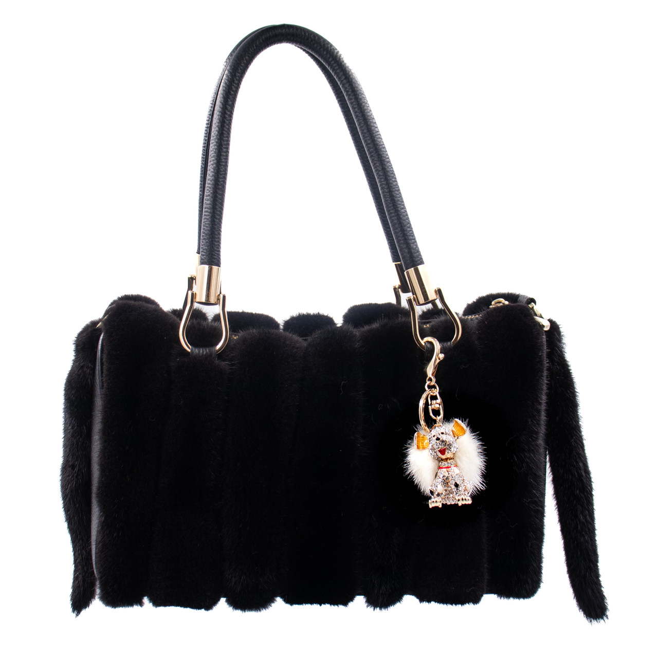 Mink Fur Bling Dog Keychain