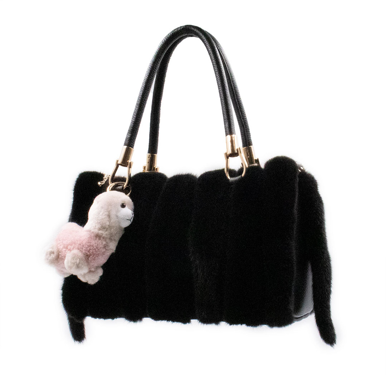 Black Keychain in Alpaca Fur from Pure Alpaca - Pure Alpaga