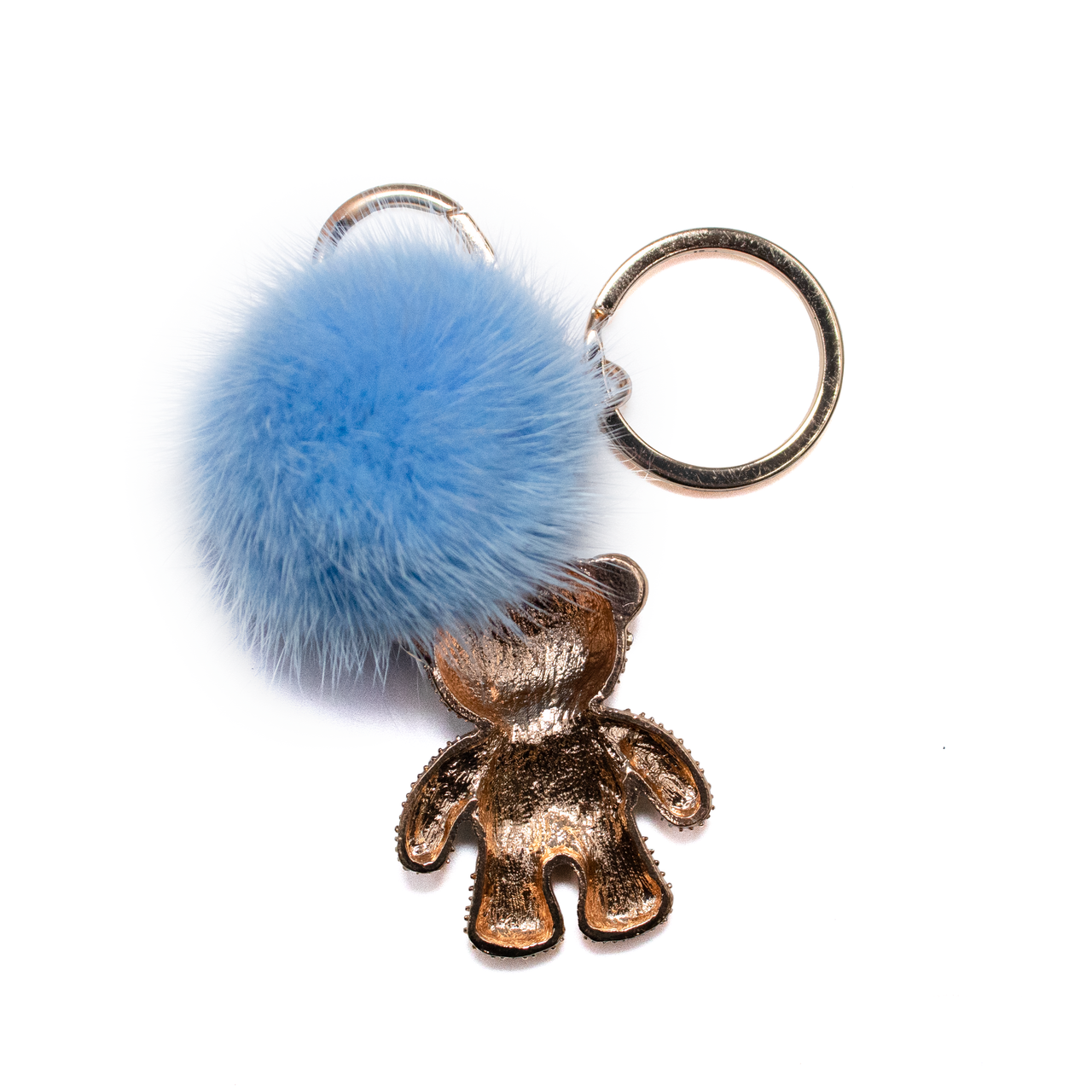 Key Chain, Pom Pom Keychain with diamond bear and Artificial Fur