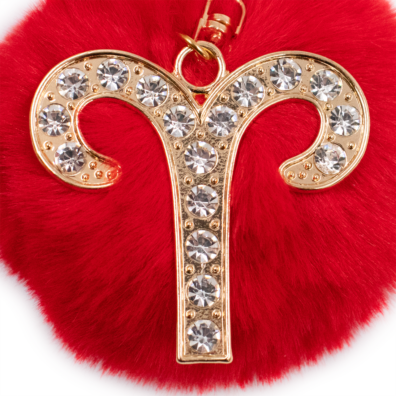 Bling Zodiac Sign Keychain with Faux Pom