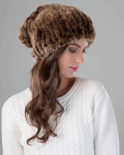 Suede Crown Hat with Fox Fur Cuff