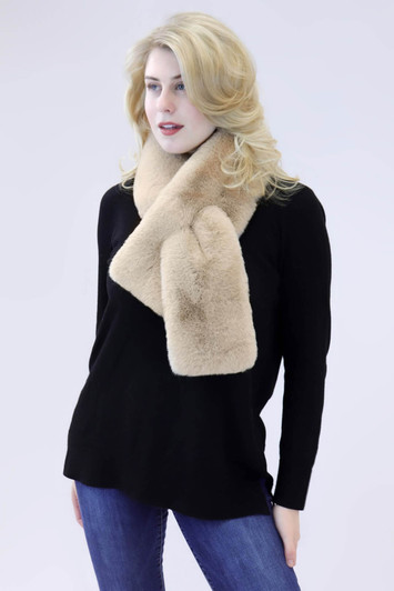 Knitted Black Chinchilla Rex Rabbit Pull-Through Rosette Scarf – Alaska Fur  Gallery, Inc.