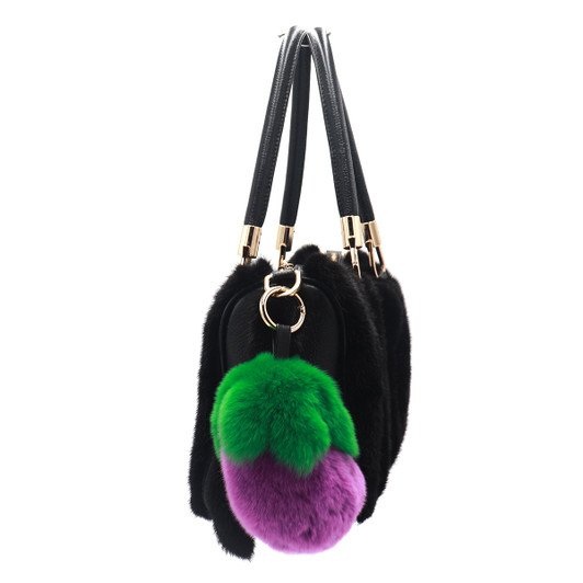 Mink Fur Bling Badminton Birdie Keychain