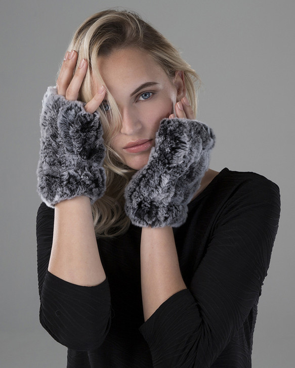 surell rabbit fur fingerless gloves