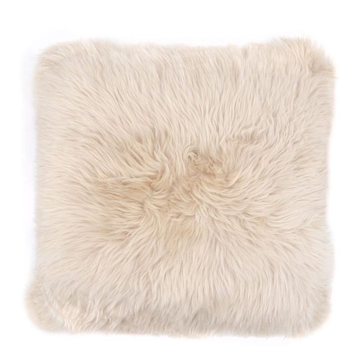 Shearling Sheepskin Pillow Beige