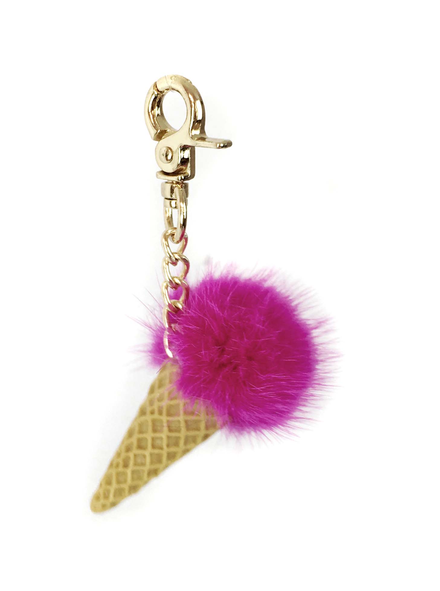 Mink Fur Ice Cream Cone Keychain