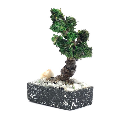 1:12 Scale Modern Classical Miniature Collectable Dollhouse Decor Bonsai Tree with gravel and zen garden rock in stone pot