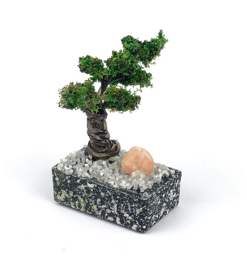 1:12 Scale Modern Classical Miniature Collectable Dollhouse Decor Bonsai Tree with gravel and zen garden rock in stone pot