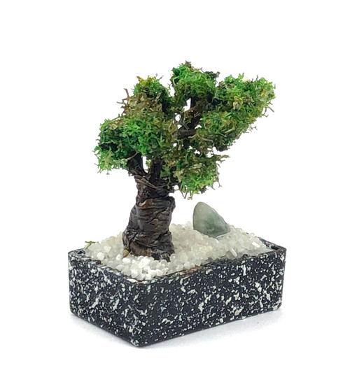 1:12 Scale Modern Classical Miniature Collectable Dollhouse Decor Bonsai Tree with gravel and zen garden rock in stone pot