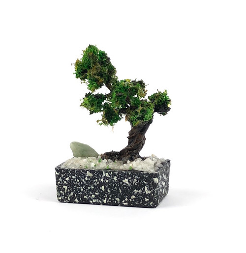 1:12 Scale Modern Classical Miniature Collectable Dollhouse Decor Bonsai Tree with gravel and zen garden rock in stone pot