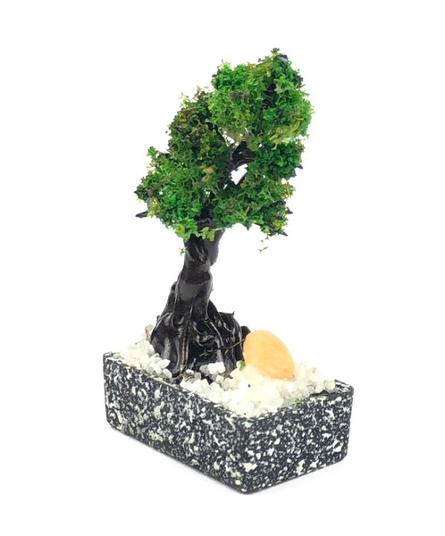 1:12 Scale Modern Classical Miniature Collectable Dollhouse Decor Bonsai Tree with gravel and zen garden rock in stone pot