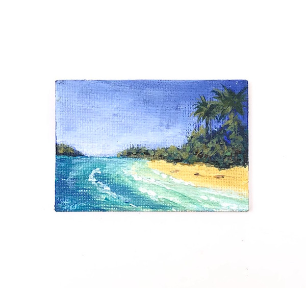 Tropical Seascape Art Canvas | 1:12 Scale Modern Coastal Dollshouse Miniature