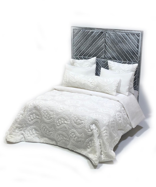 Gaia White Broderie Anglaise Paisley | 6 Pieces Bedding Set | 1:12 Scale Modern Dollhouse Miniatures