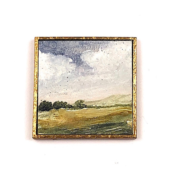 Fieldscape Series IV | Framed Oil Painting | 1:12 Scale Modern Farmhouse Dollshouse Miniature