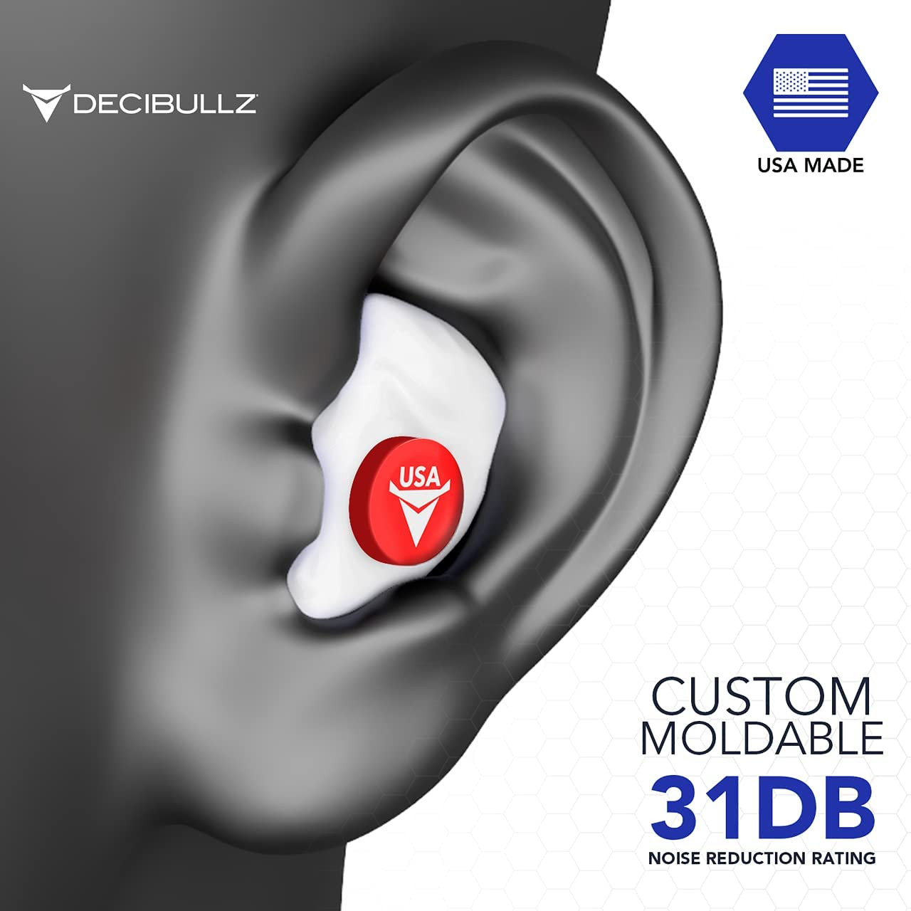 Decibullz Custom Molded Earplugs USA Edition