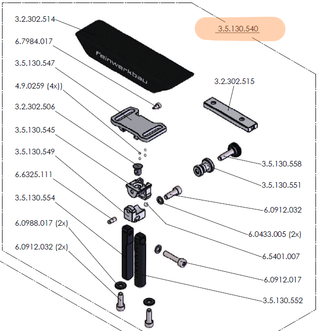 Feinwerkbau FWB.3.5.130.540 Parts and Accessories Feinwerkbau 900ALU Cheekpiece complete, with fine adjustment Sport Shooting Depot