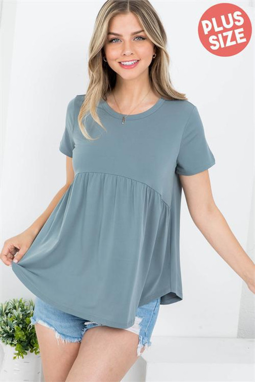 SOLID ROUND NECK TOP - Plus Size