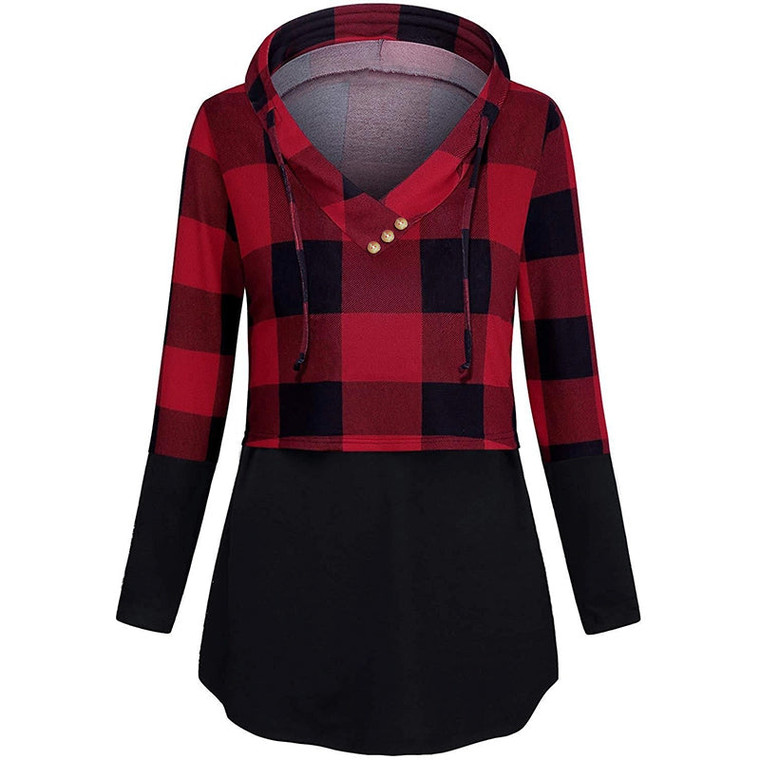 Hooded Plaid Nursing Hoodie