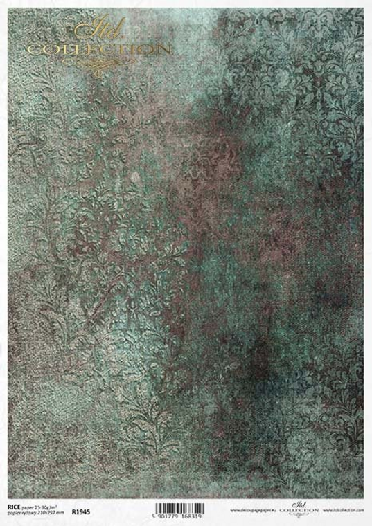 Damask Patina Green Pattern Decoupage Rice Paper A4 Item R1945 by ITD Collection