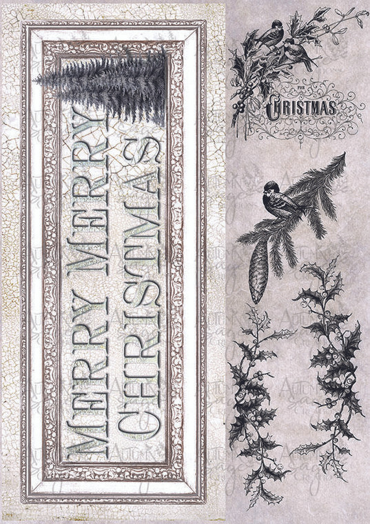 Merry Merry Christmas A4 Decoupage Paper