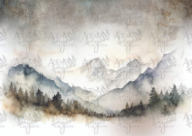 Misty Mountains A4 Decoupage Paper