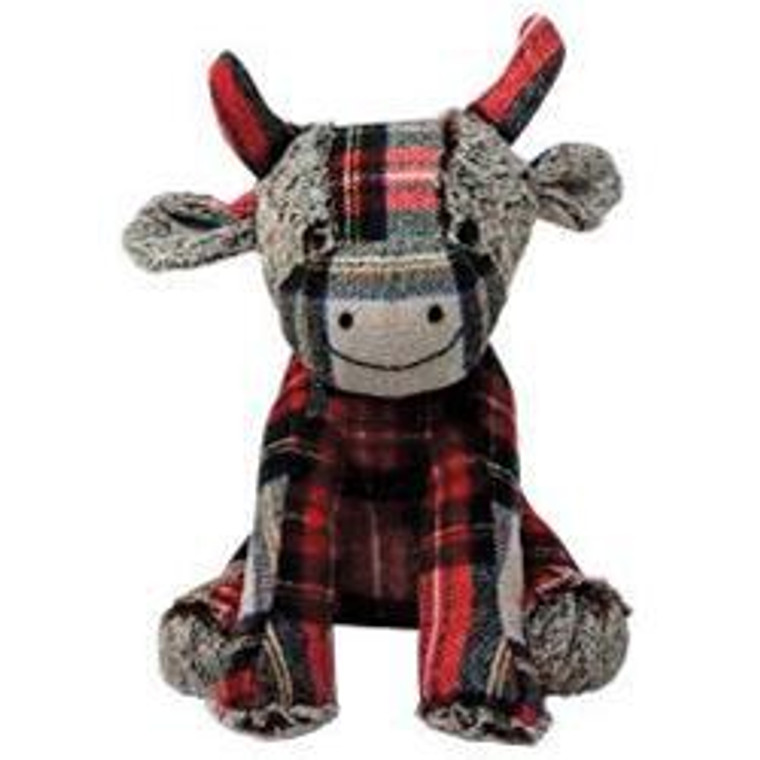 Red/Gray Plaid Cow Doorstop