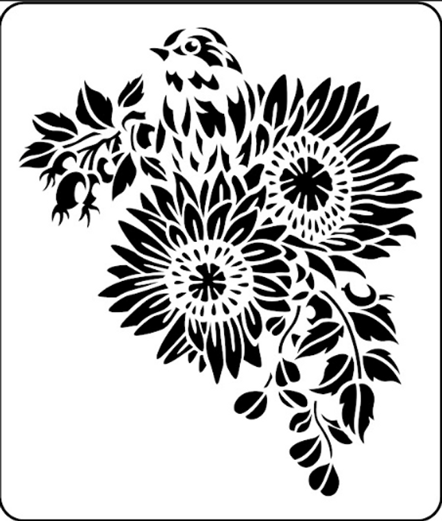 JRV Sunflower Bird Stencil