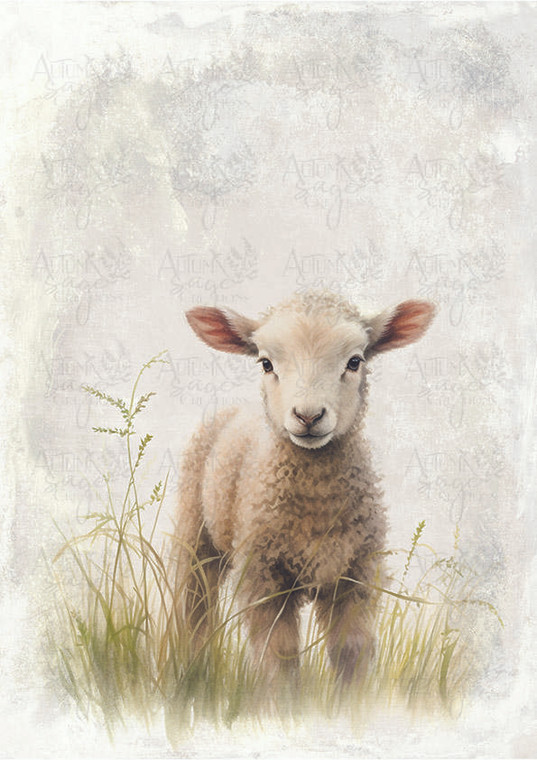 The Lamb A4 Autumn Sage Decoupage Paper