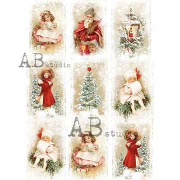 No. 0931 Christmas Wreath with Cardinal Decoupage Rice Paper A4 by AB  Studio - Aunt Bea's Attic