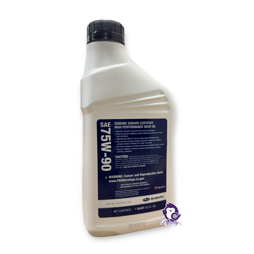 Subaru 75W-90 Gear Oil Technical Data Showing GL-5 Rating and Extra-S Replacement Specifications