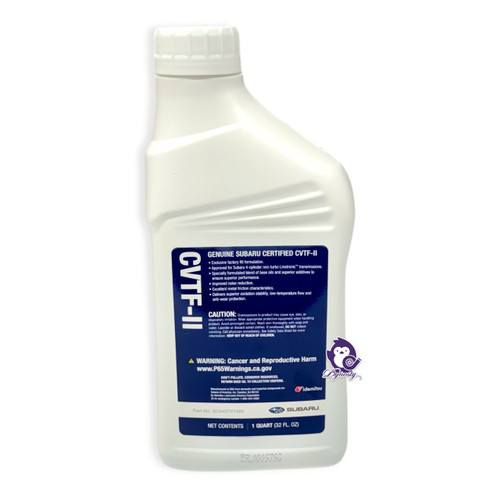 Front Label of Subaru CVTF-II SOA427V1660 Quart Bottle Showing Genuine OEM Green Fluid Branding