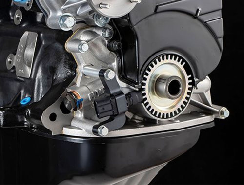 HKS Crank Angle Sensor Conversion Kit for RB26DETT Solid Cam 45999-AN001 crank sensor closeup on engine