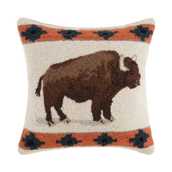 Roaming Buffalo Hook Throw Pillow