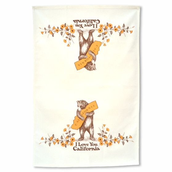 California Bear & Poppy Tea Towel