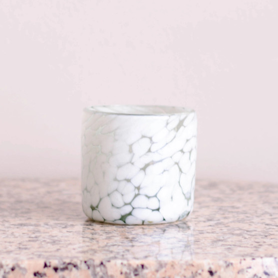 Mottled White Glass Tumbler